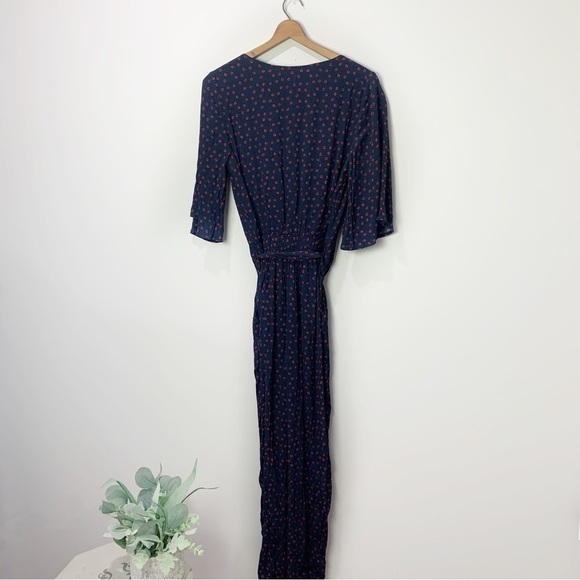[Abercrombie & Fitch] Women's Navy Blue & Red Ditsy Floral Print Jumpsuit - Picture 2 of 11